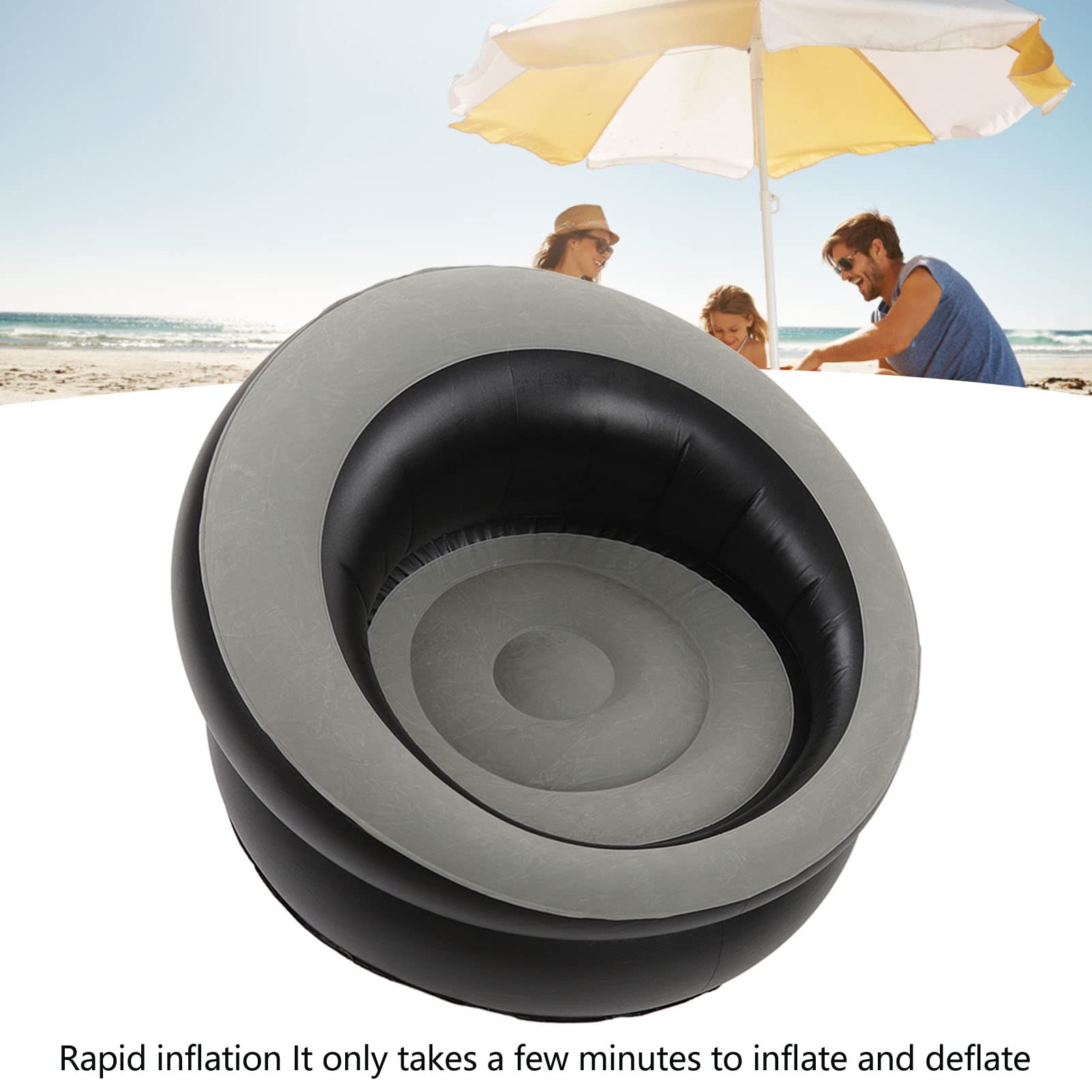 **TOPINCN PVC Inflatable Couch - Portable & Lightweight Air Sofa with Compression Sack - Perfect for Camping, Beach, Travel & Outdoor Lounging (Grey)**