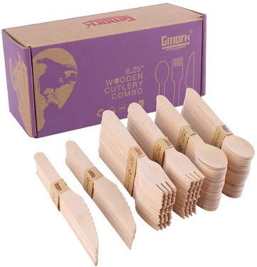Eco-Friendly Disposable Wooden Cutlery Set 200pcs - 80 Forks, 80 Spoons & 40 Knives - Biodegradable Utensils for Parties, Events, BBQ, Weddings, Picnics - Sustainable Dining Solution for Outdoor Gatherings & Catering Services