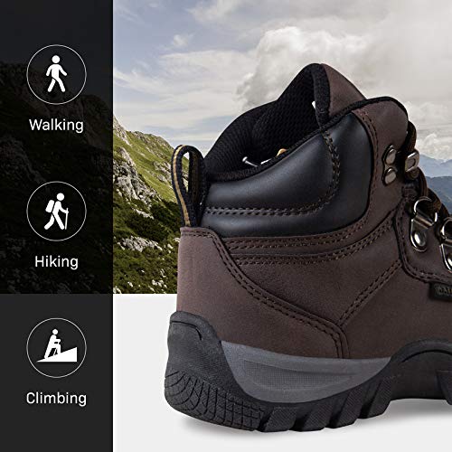 Mt. Edge Kids Hiking Boots for Boys - Waterproof Faux Nubuck High-Top Outdoor Shoes for Trail Walking & Mountain Adventures