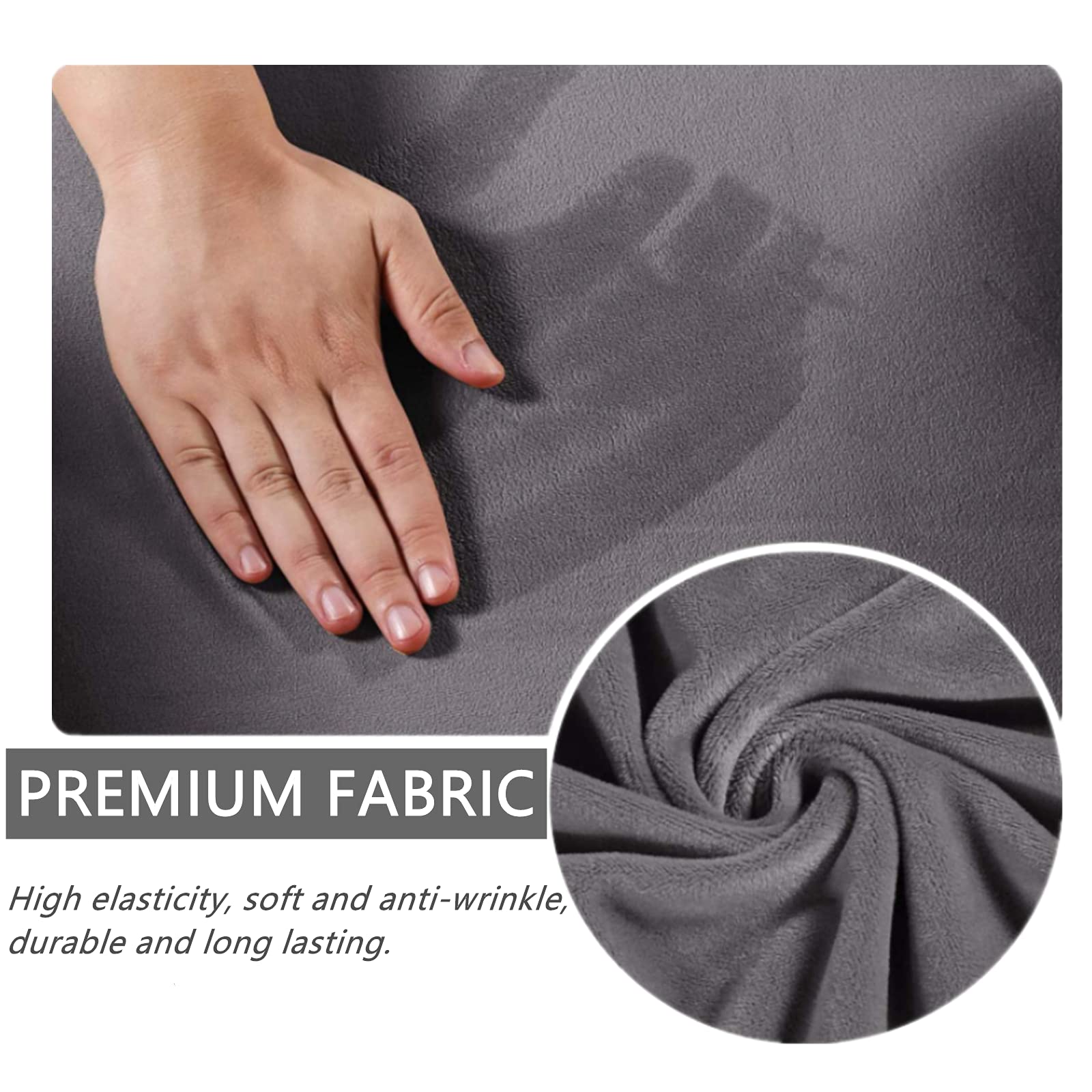 Stretch Velvet Ottoman Slipcover - Square Footstool Cover with Elastic Bottom for Folding Storage Ottoman, Grey - Perfect for Living Room, Bedroom & Home Decor