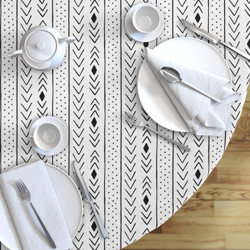 Custom Mudcloth Print Cotton Sateen Tablecloth 90