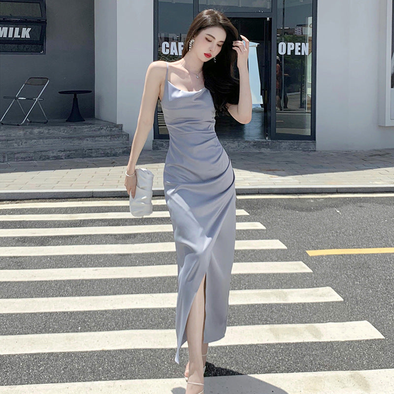 Elegant Green Summer Maxi Dress with High Slit - Perfect for Evening Parties, Weddings & Beach Vacations