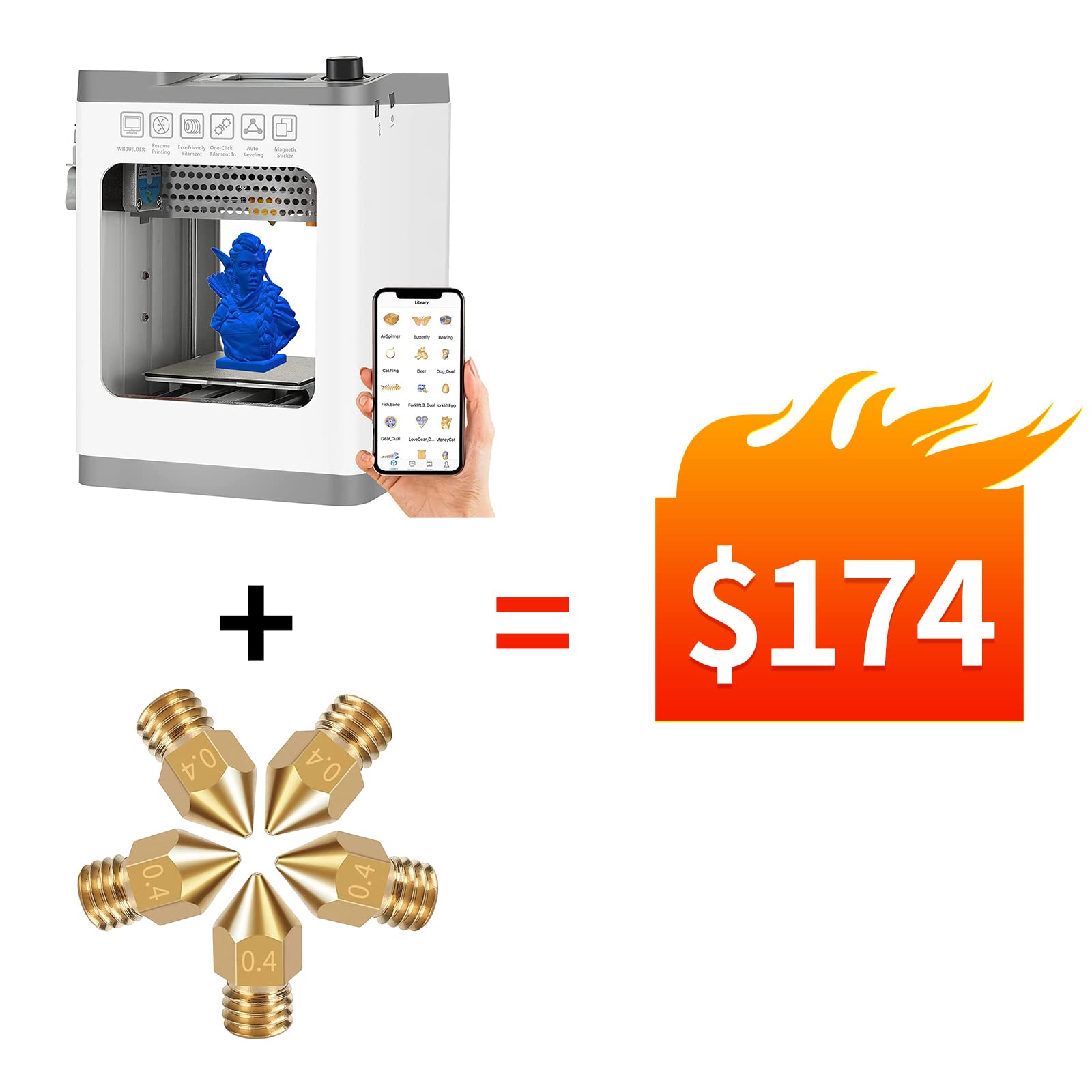 WEEDO TINA2 Upgraded 3D Printer for Beginners & Kids - Mini Desktop 3D Printer with Auto Leveling, Wi-Fi Connectivity, 5 Nozzles Included - Perfect for Home, School & STEM Education Projects