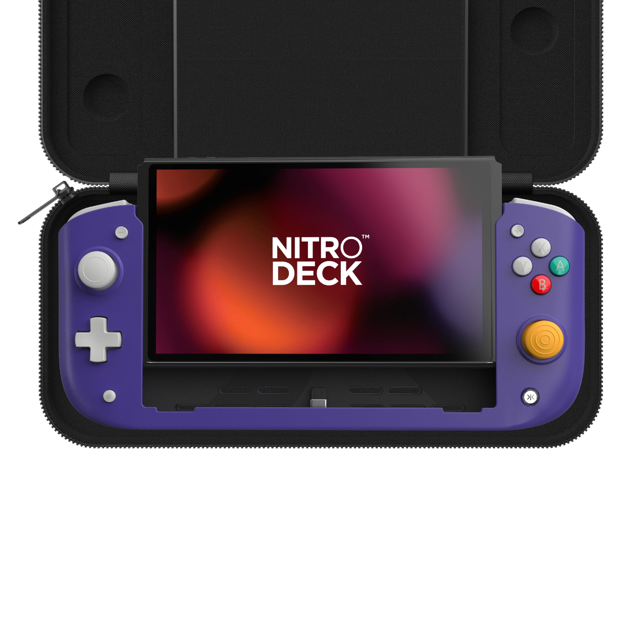 CRKD Nitro Deck Limited Edition with Carry Case - Professional Handheld Controller for Nintendo Switch & OLED | Zero Stick Drift | Retro Purple Nostalgia Collection | Perfect for Gaming on the Go & Travel