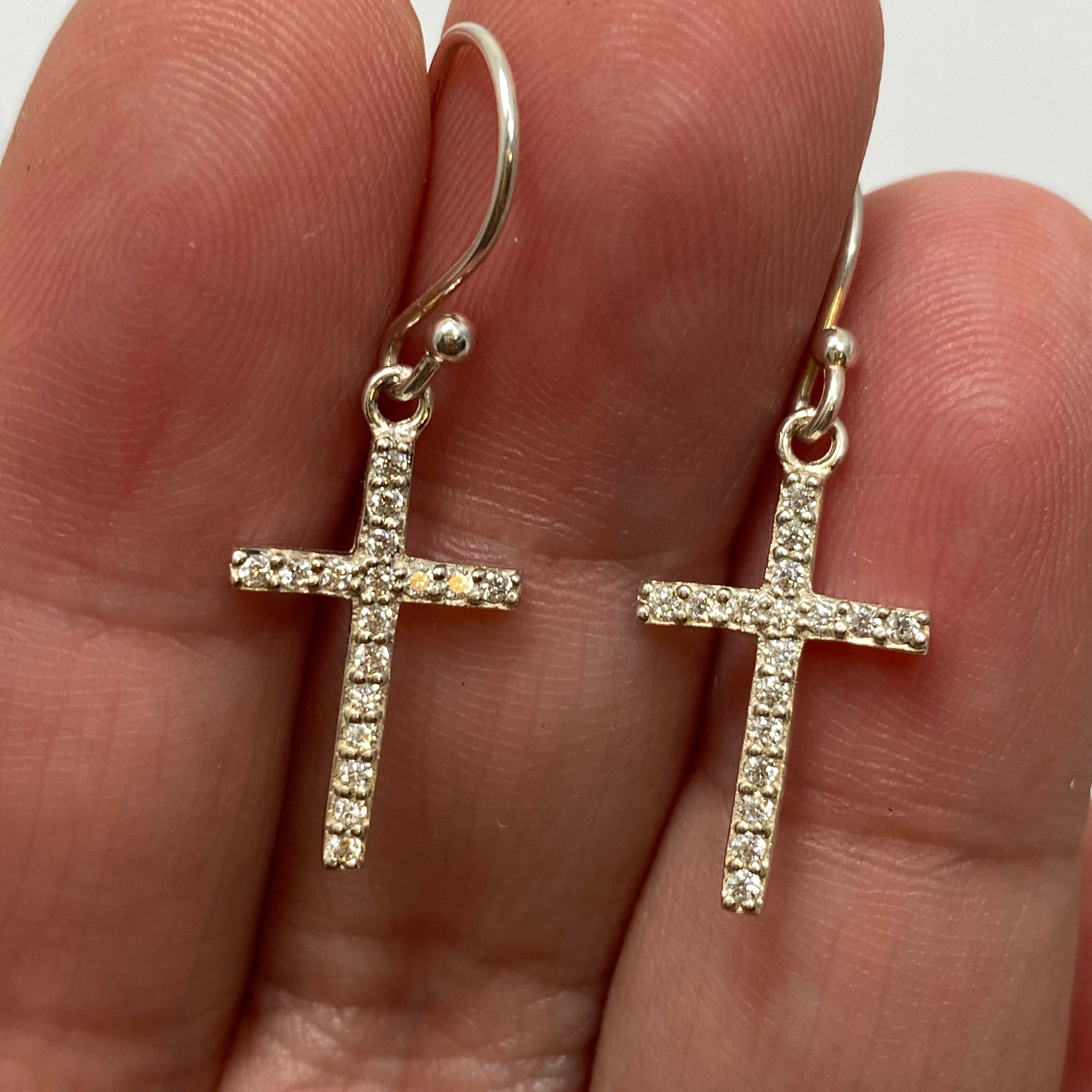 925 Sterling Silver CZ Cross Earrings for Women - Hypoallergenic Dainty Stud Earrings - Perfect for Church, Weddings & Everyday Wear