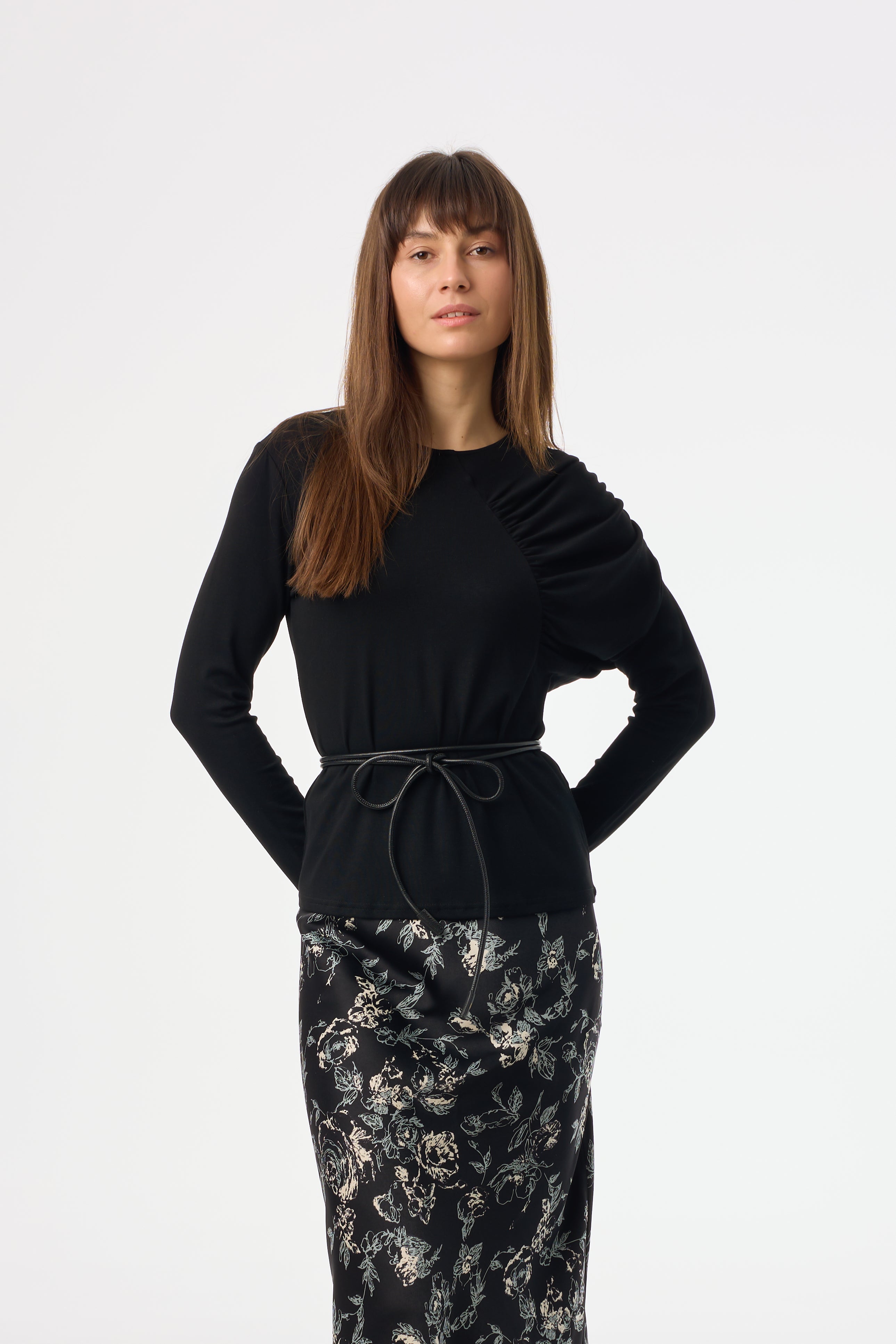 Black Side Ruched Top for Women - Sexy Stretchy Bodycon T-Shirt for Night Out & Party | Perfect for Clubbing, Date Night & Casual Wear