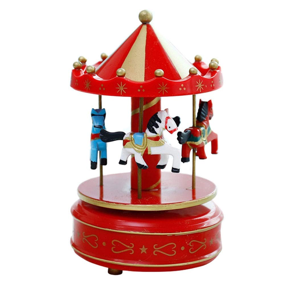 Vintage Wooden Carousel Horse Music Box - Romantic Nostalgic Musical Toy Gift for Anniversaries, Weddings & Home Decor (Color 10) - Perfect for Bedroom, Nursery & Gift Giving