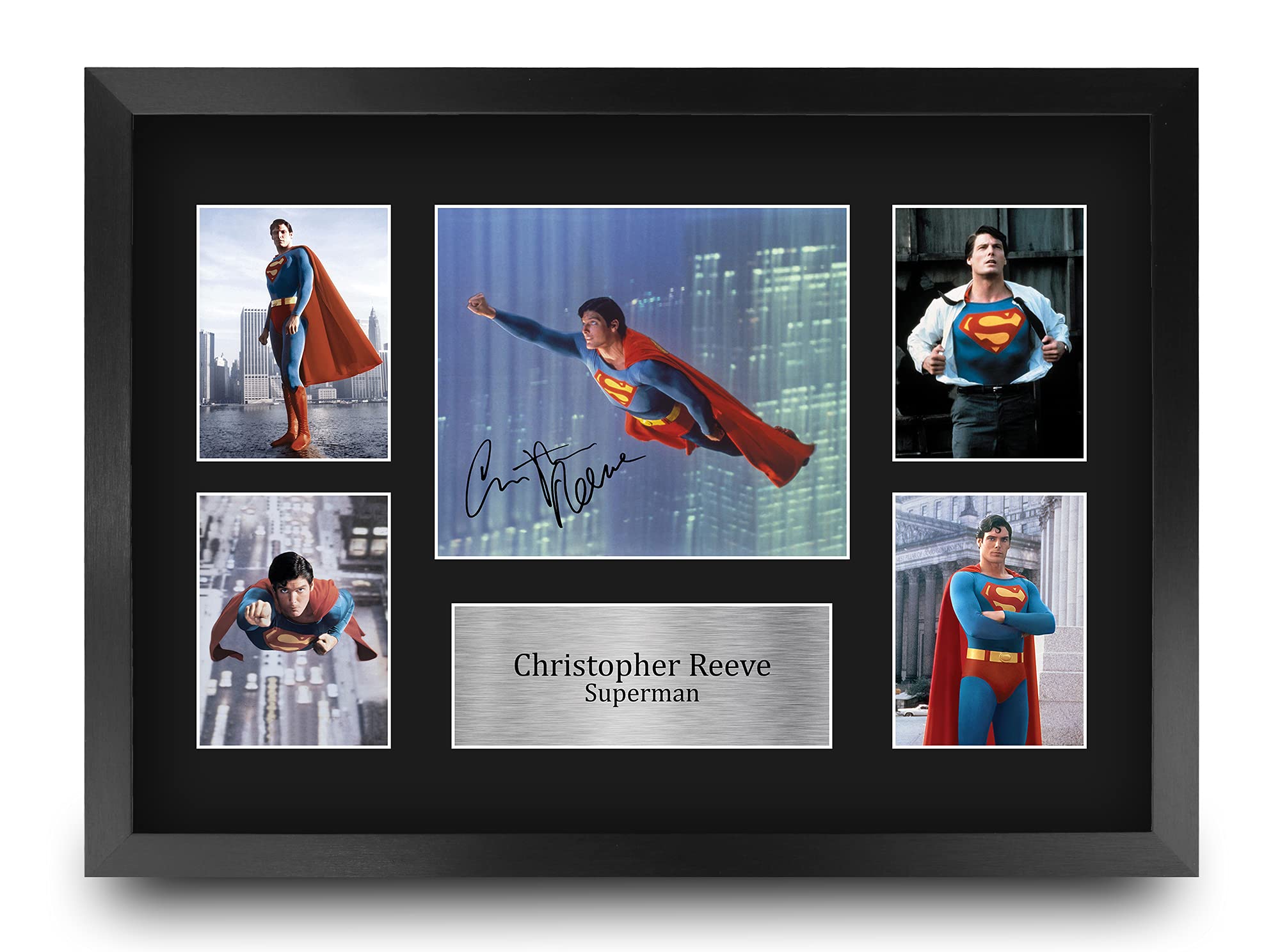 Christopher Reeve Superman Autographed 16x12 Inch (A3) Framed Photo - Signed Memorabilia for Movie Fans, Collectors & Home Theater Decor - Perfect for Man Cave, Office Display & Superhero Gifts