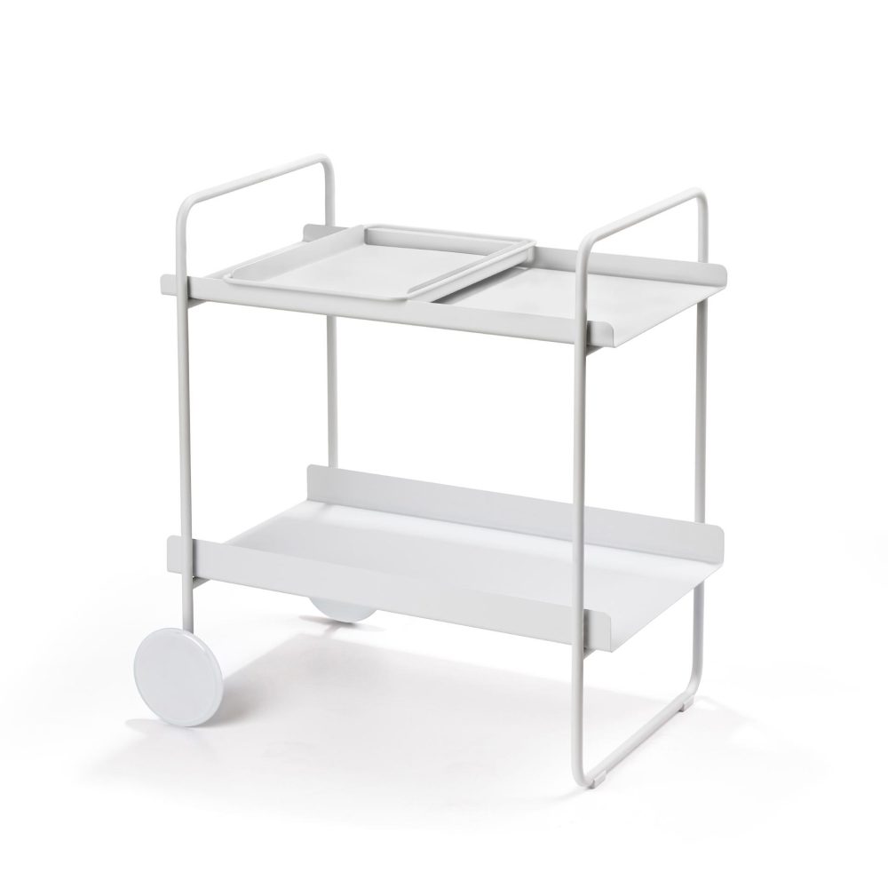 ZONE DENMARK Premium Drinks & Cocktail Trolley Cart - Warm Grey Finish | Stylish Bar Cart for Home Entertaining, Living Room Decor & Cocktail Parties
