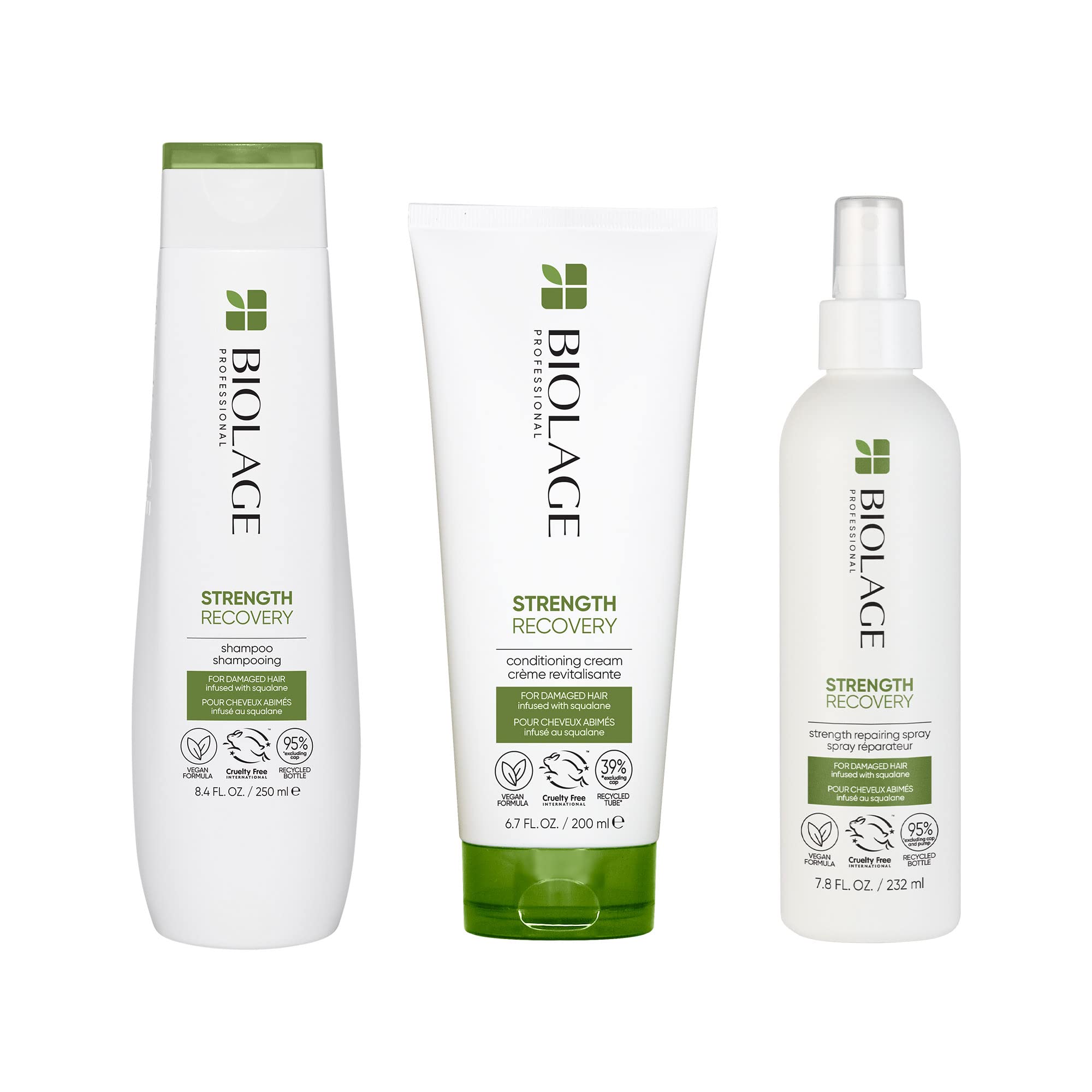 Biolage Professional Strength Recovery Shampoo for Damaged Hair - Repairing & Strengthening Hair Treatment with Keratin & Amino Acids - Perfect for Color-Treated, Chemically Processed or Dry Hair at Home & Salon Use