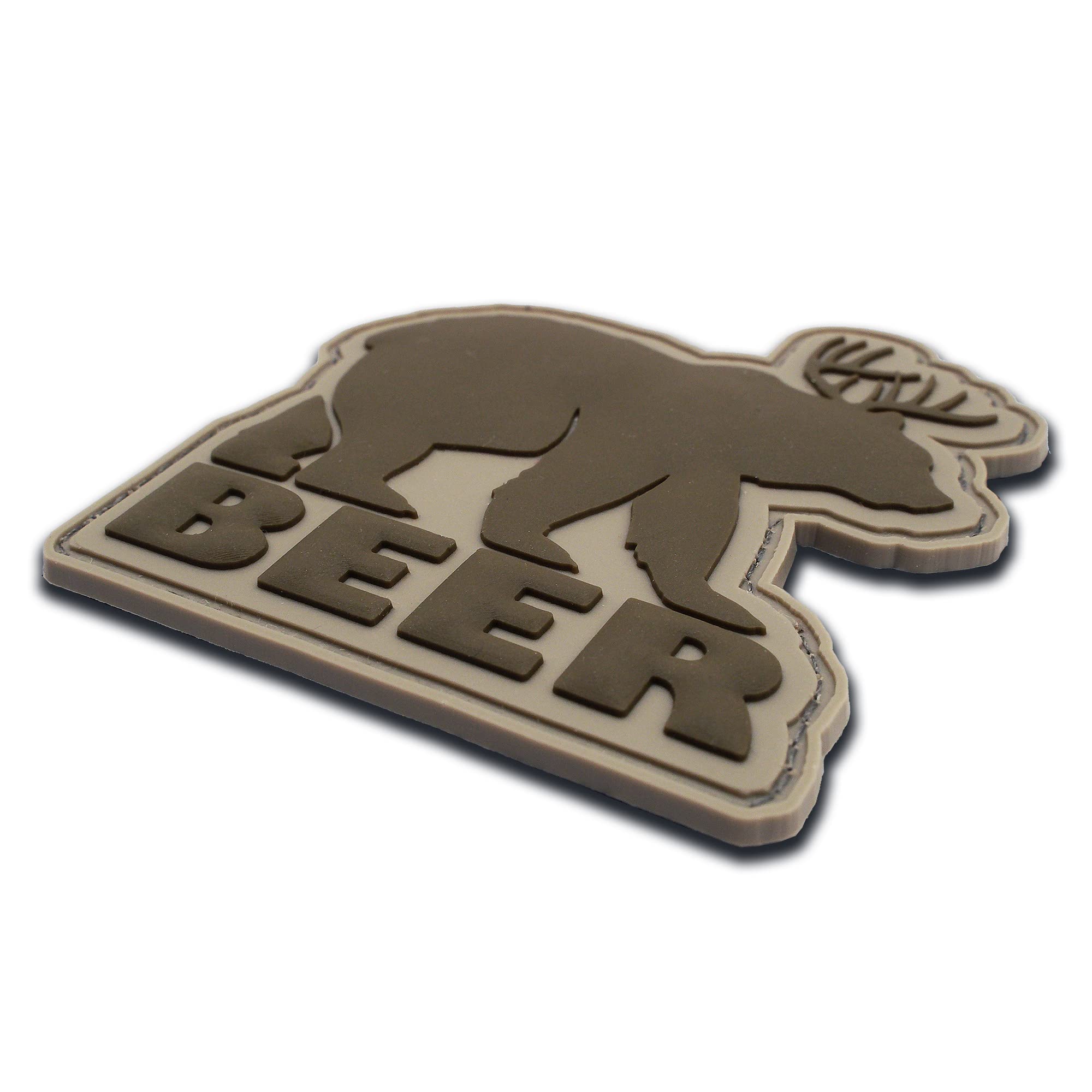 Funny Bear Deer Beer PVC Morale Patch - Tactical Military Hook and Loop Patch for Army Gear, Backpack, Hat, Vest - Perfect for Outdoor, Camping, Hunting & Airsoft Enthusiasts