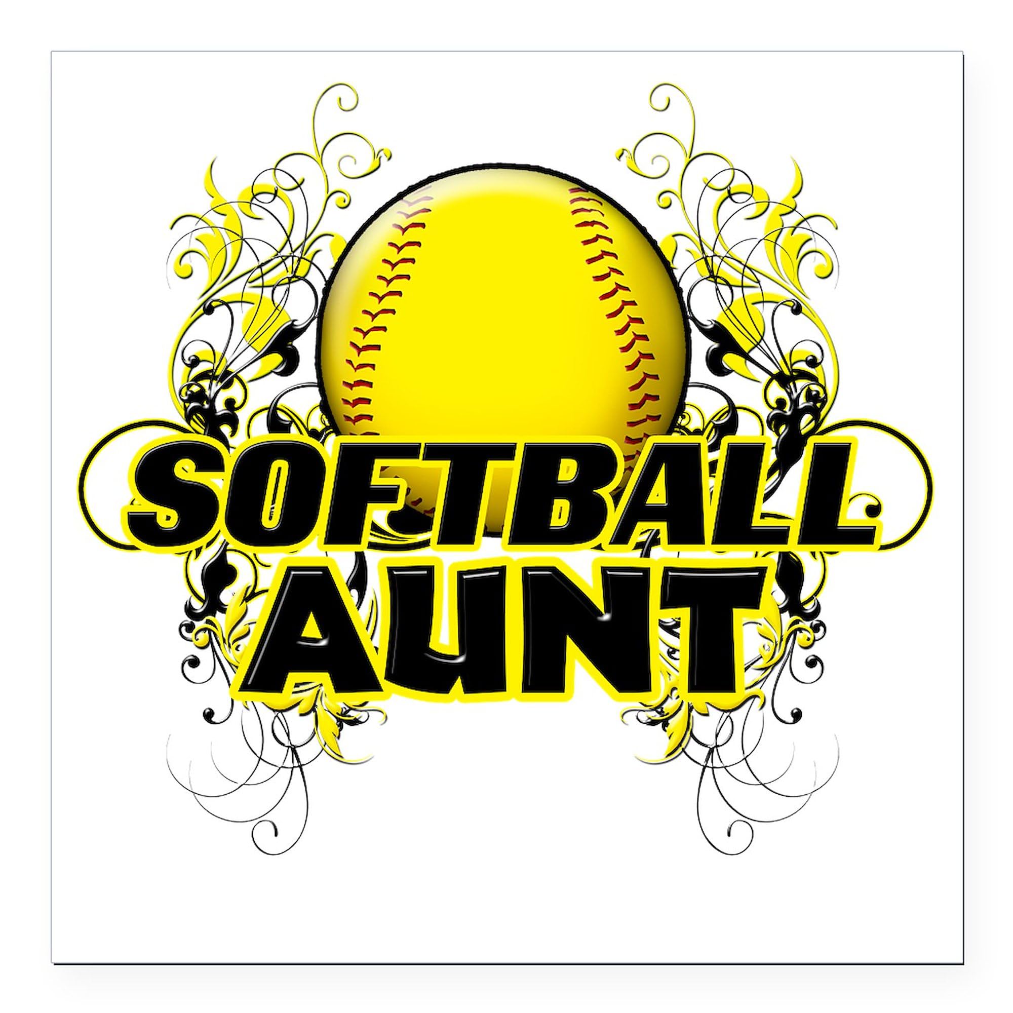 Softball Aunt (Cross) 3x3 Inch Square Car Magnet - Strong Magnetic Bumper Display for Vehicles, Trucks & SUVs - Perfect for Sports Fans, Team Support & Showcasing Your Passion