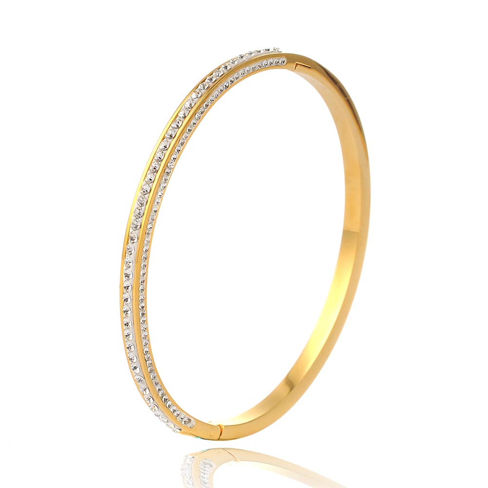 Elegant Women's Crystal Bracelet Bangle - Rose Gold, Silver & Gold Stainless Steel Jewelry for Wedding, Anniversary & Romantic Gifts | Perfect for Date Nights, Bridal Showers & Special Occasions