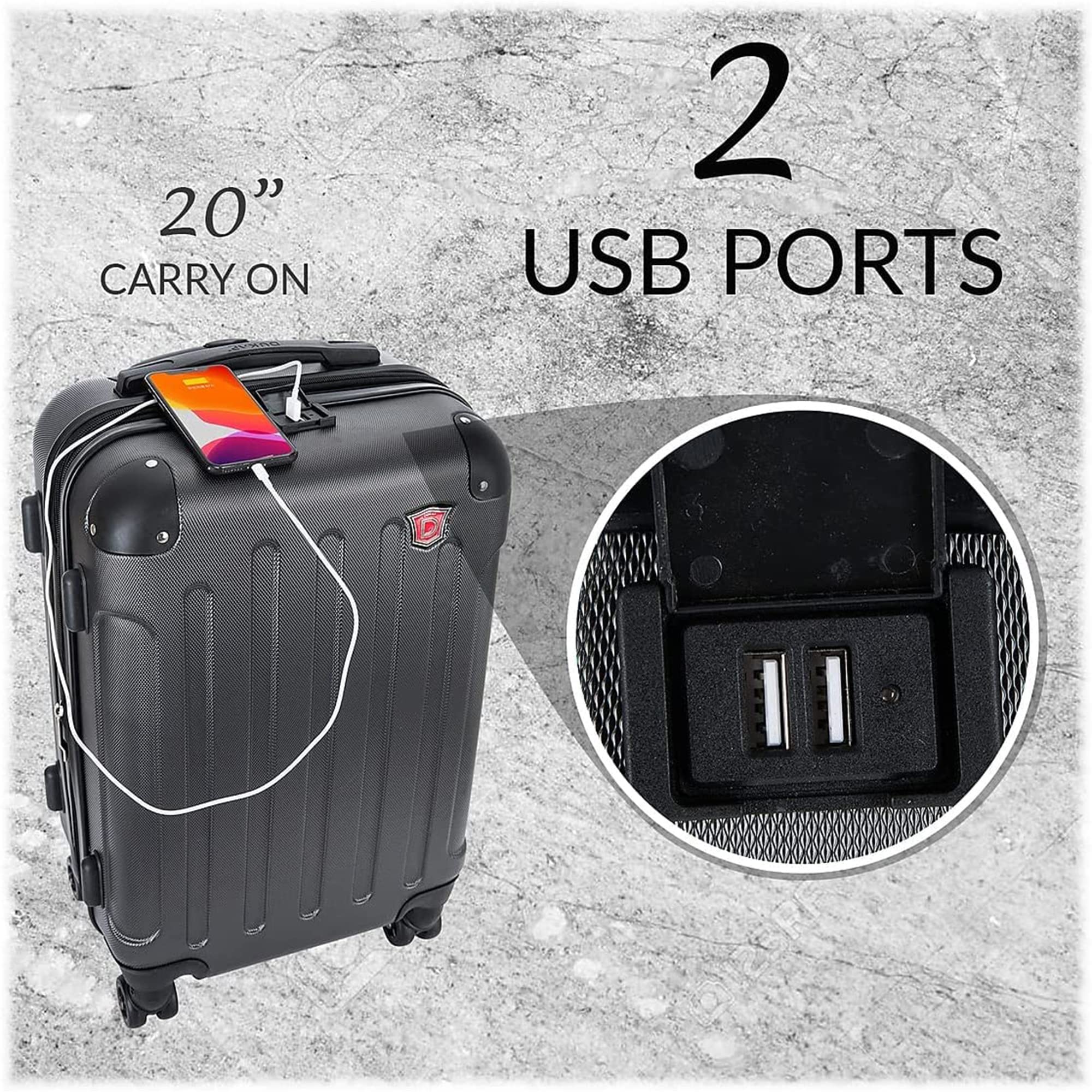 DUKAP INTELY 2-Piece Hardside Spinner Luggage Set with TSA Lock (20