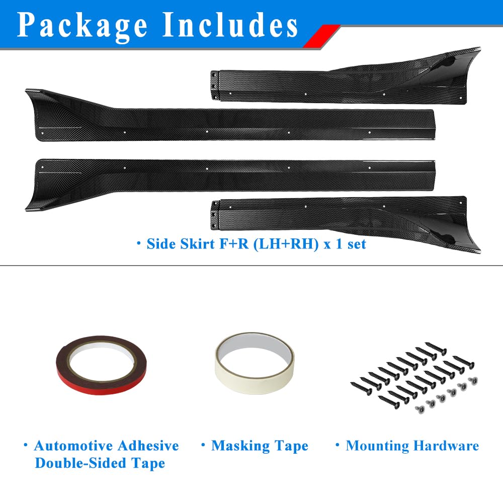 Carbon Fiber Hydro-Dipped Side Skirts Extension for 2020-2024 Tesla Model Y - Enhance Style & Aerodynamics for Street & Track Performance