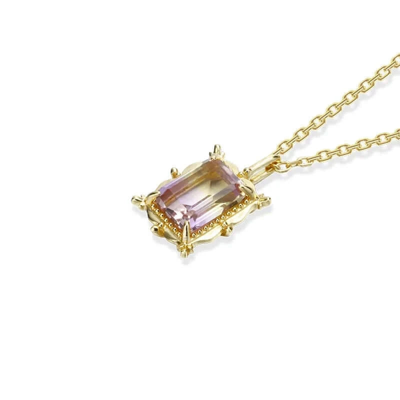 925 Sterling Silver Ametrine Crystal Pendant Necklace for Women | Elegant Purple & Yellow Gemstone Jewelry Gift | Perfect for Birthday, Anniversary & Special Occasions