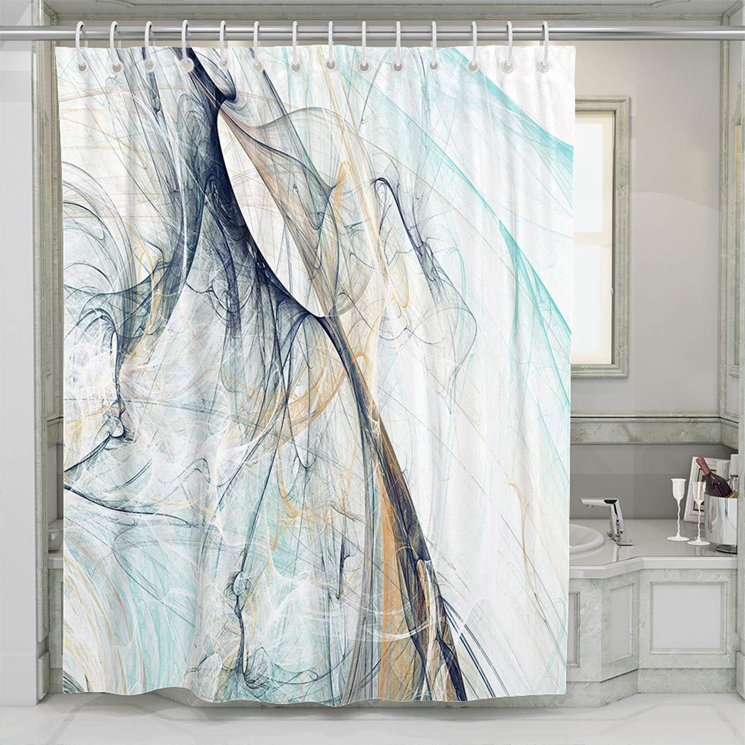 Abstract Grey Blue Fractal Shower Curtain 72x84