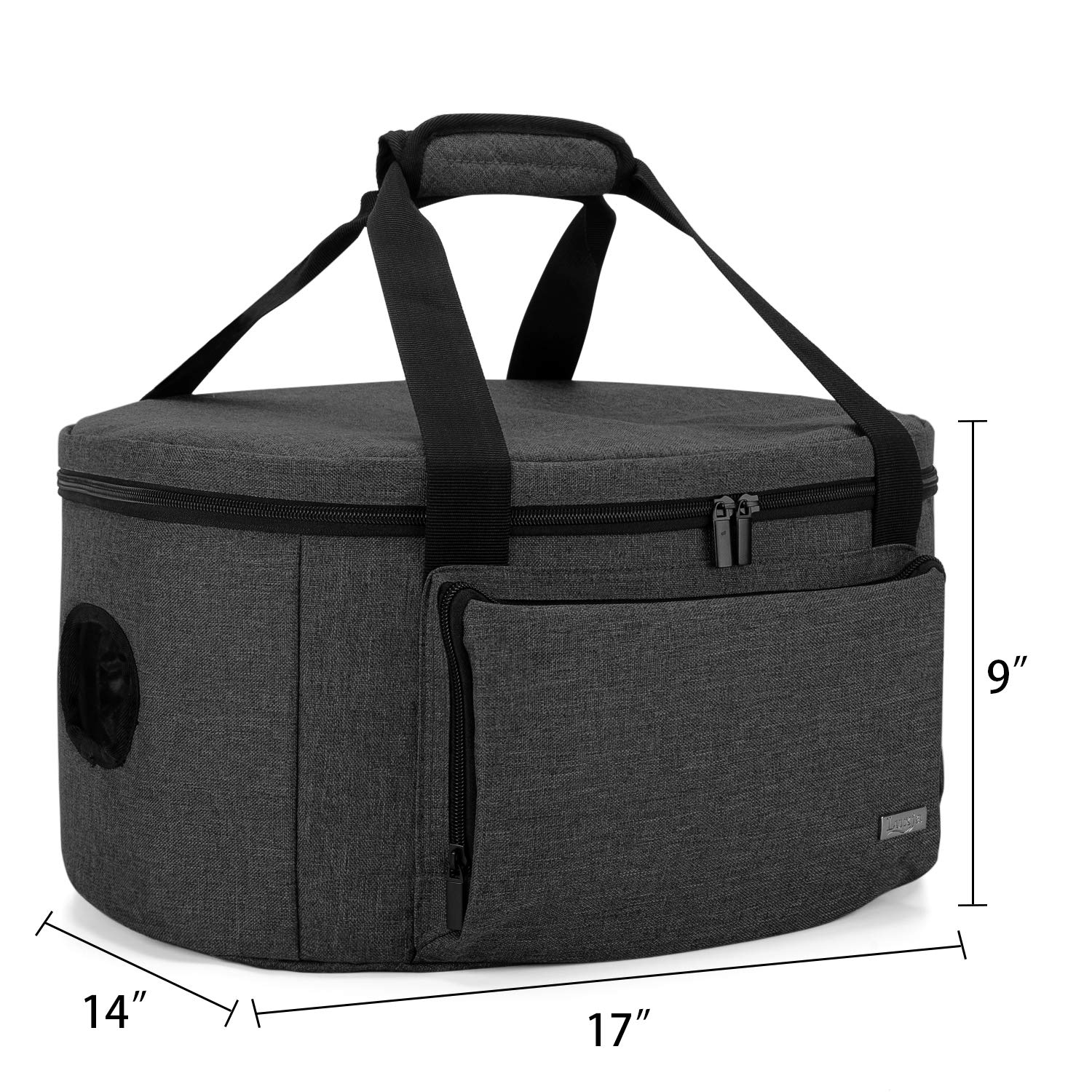 LUXJA Insulated Slow Cooker Bag with Bottom Pad & Lid Straps - Portable Thermal Carrier for 6-8 Quart Oval Slow Cookers (Black) - Perfect for Potlucks, Picnics & Keeping Meals Warm at Parties