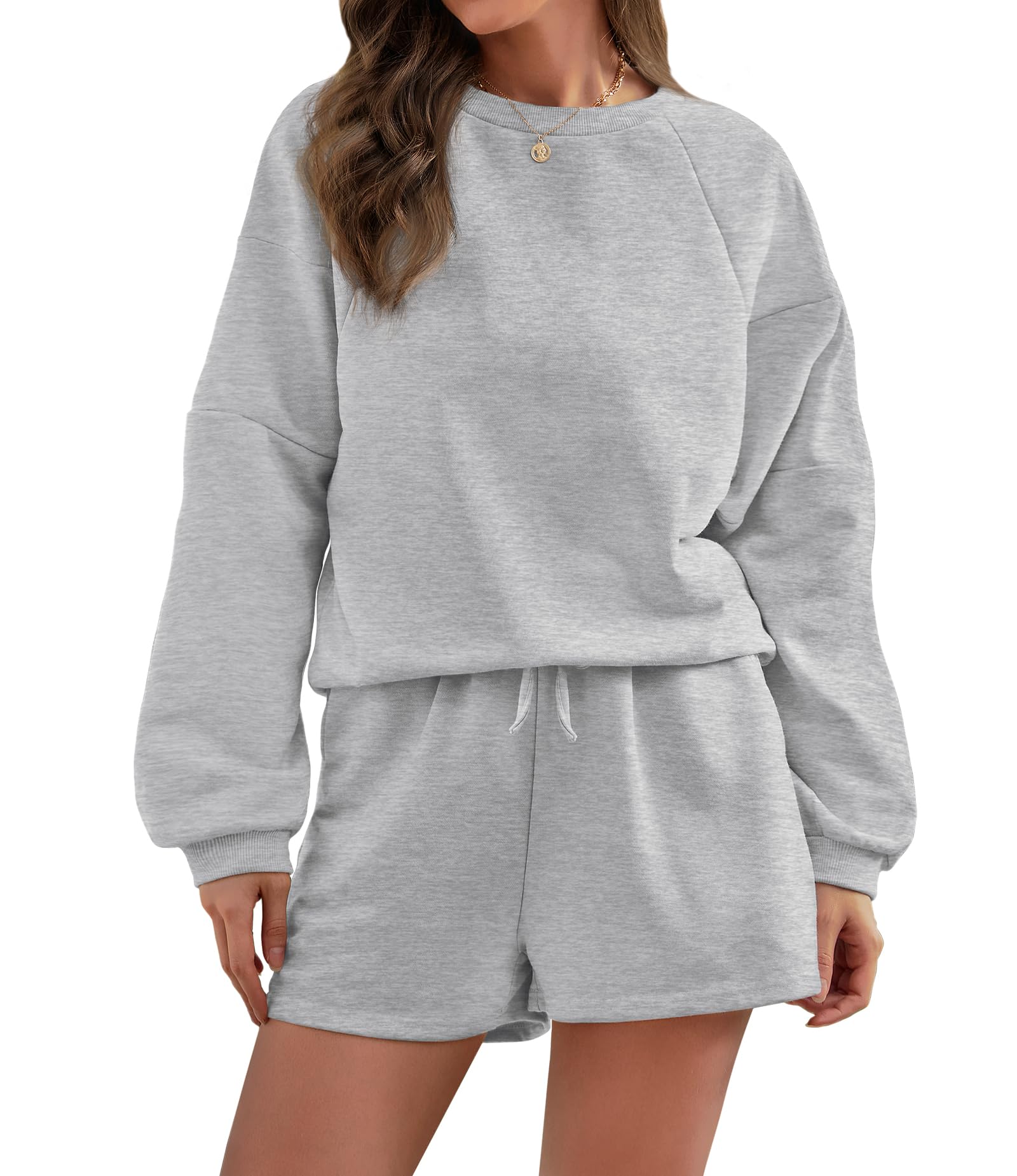 2024 Fashion Women's 2-Piece Oversized Sweatsuit Set - Long Sleeve Sweatshirt & Shorts Lounge Outfit with Pockets | Casual Wear, Home Comfort, Street Style