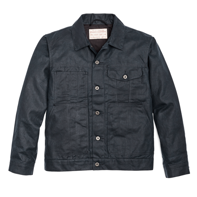 Filson Tin Cloth Short Lined Cruiser Jacket for Men - Durable Water-Resistant Workwear in Service Blue - Perfect for Outdoor Adventures & Casual Wear