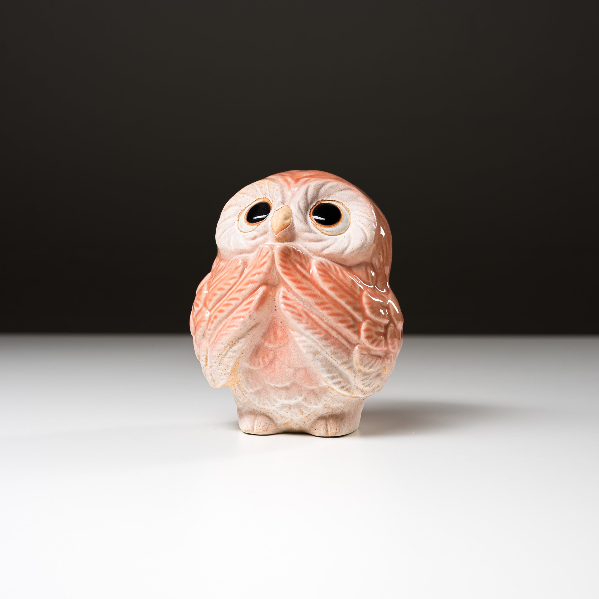 Shigaraki Ware Lucky Owl Ornament - 12cm Cute Pink Ceramic Figurine | Japanese Traditional Pottery Home Decor for Shelf, Office Desk & Gift Giving