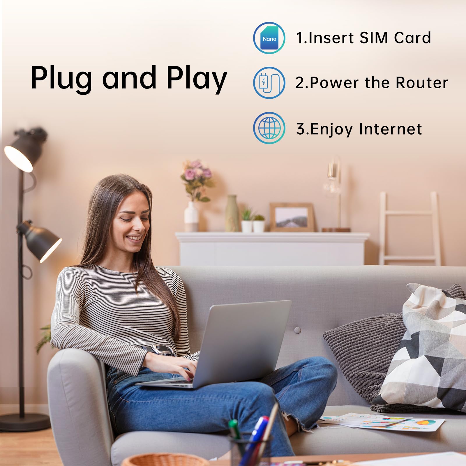 4G LTE Router - NRadio Portable AC1200 Dual Band Unlocked 4G Modem Router with SIM Card Slot, 6 Built-in Antennas, WiFi Speed up to 1200Mbps - Perfect for Travel, Camping, Home Security Cameras & Remote Work Connectivity