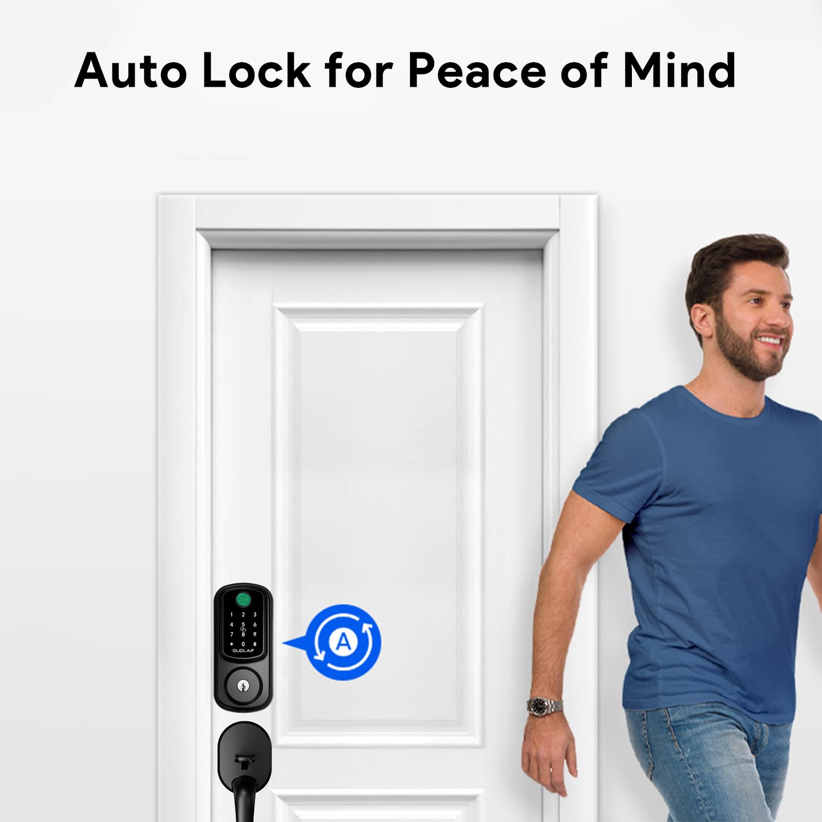 Smart Keyless Entry Door Lock Deadbolt with Handle Set - Electronic Keypad Front Door Lock with Alexa Compatibility - Secure & Convenient Keyless Access for Homes & Offices (Black) - Perfect for Modern Smart Homes & Vacation Rentals