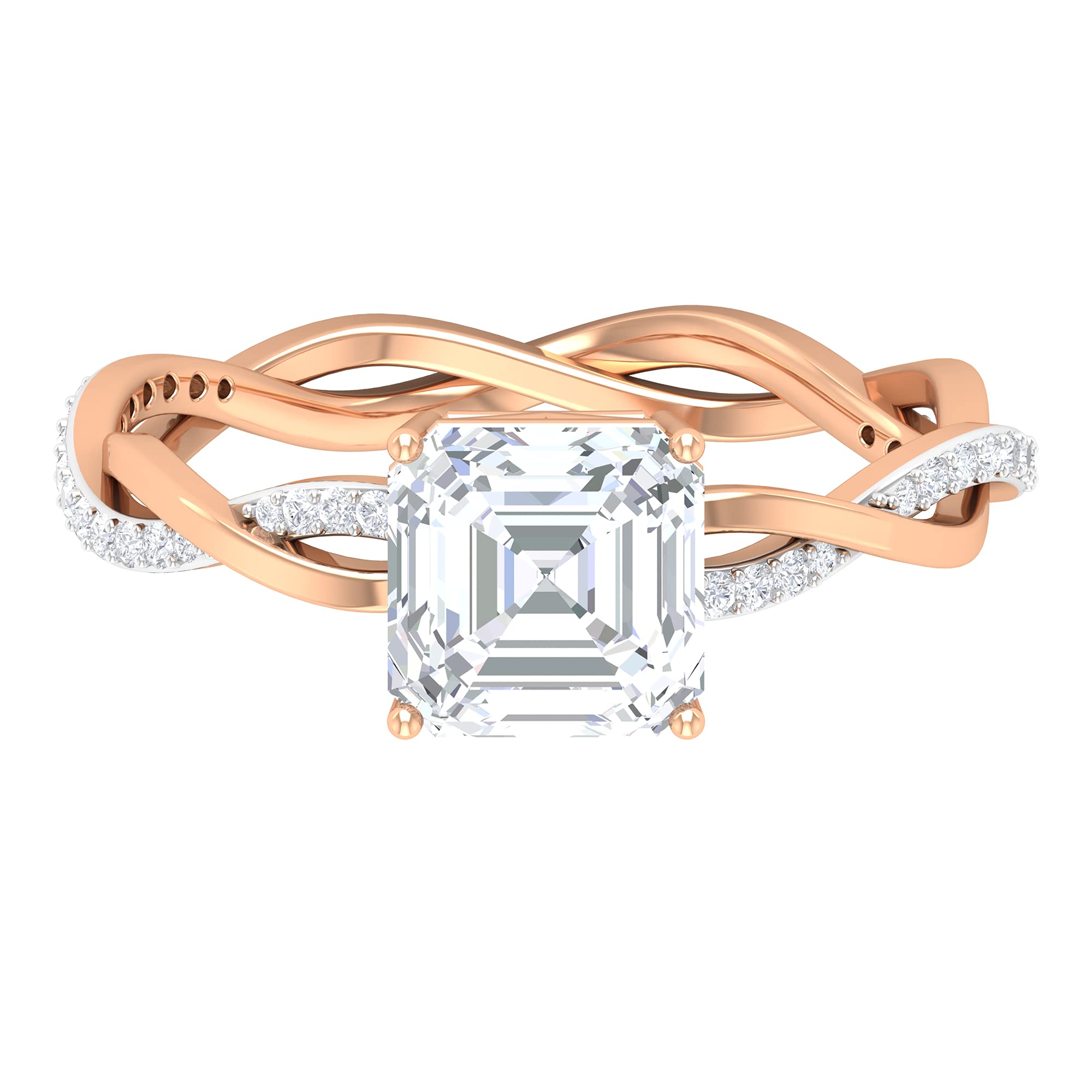2.50 CT Asscher Cut Moissanite Solitaire Engagement Ring in 14K Solid Gold - Vintage Inspired Braided Wedding Band for Women, Perfect Proposal Gift & Anniversary Jewelry (7mm Center Stone)