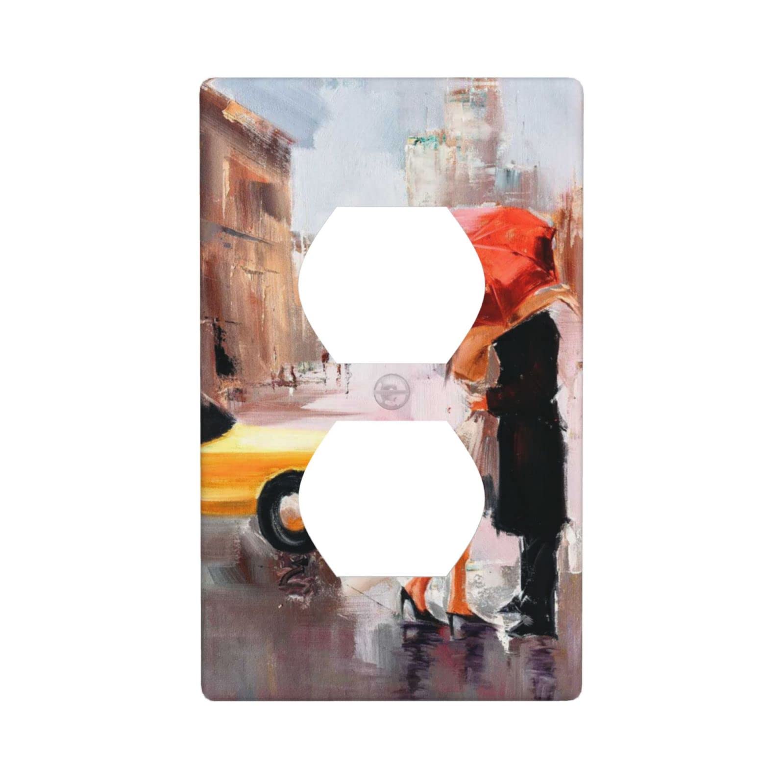 Abstract Oil Painting Couple Kissing in the Rain Light Switch Cover - Decorative Wall Plate for Home & Office - Perfect for Bedroom, Living Room, or Romantic Gift