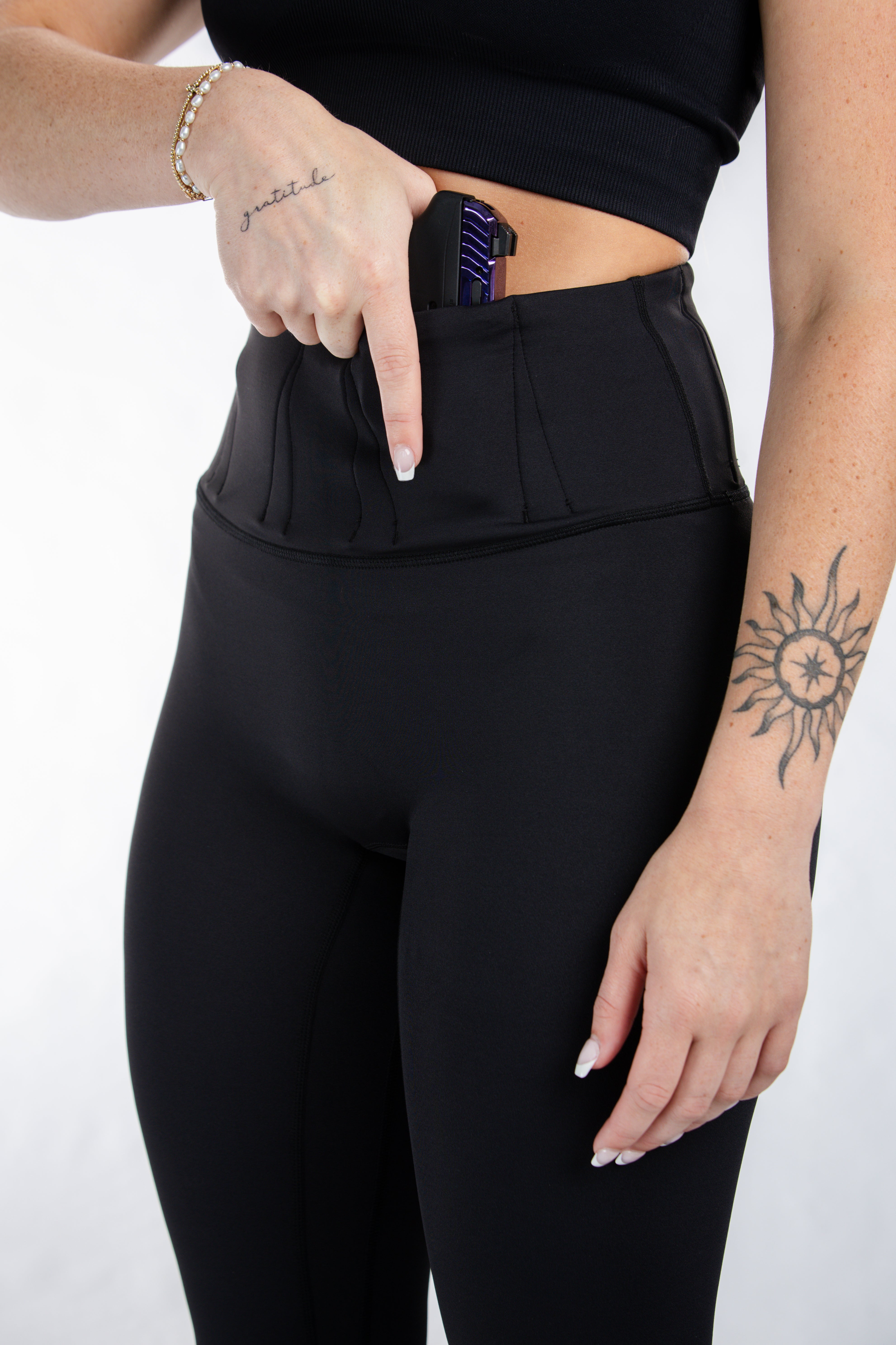 Concealed Carry Leggings for Women - No Pockets, Black - Perfect for Running, Gym Workouts & Everyday Comfort