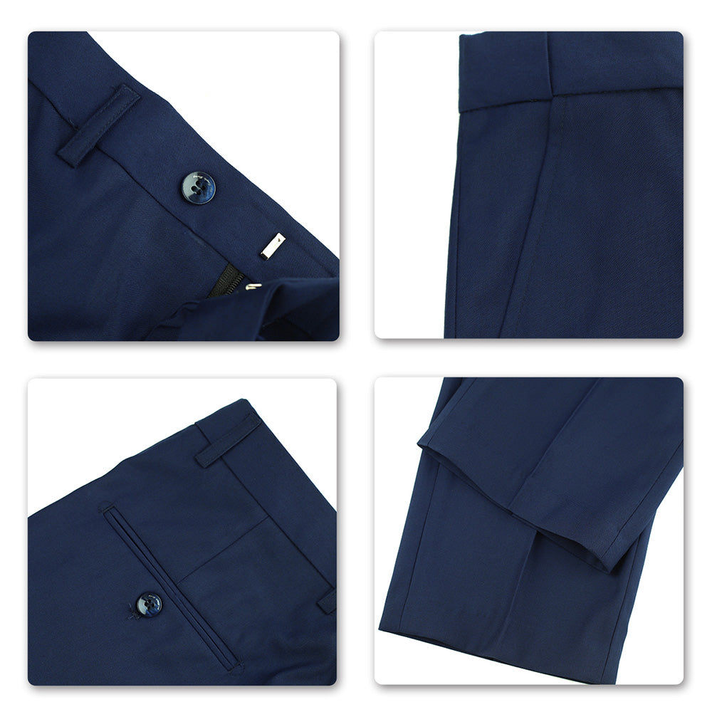 3 Piece Notched Lapel Navy Blue Suit for Men - Business Casual & Wedding Attire | Perfect for Office, Formal Events & Special Occasions