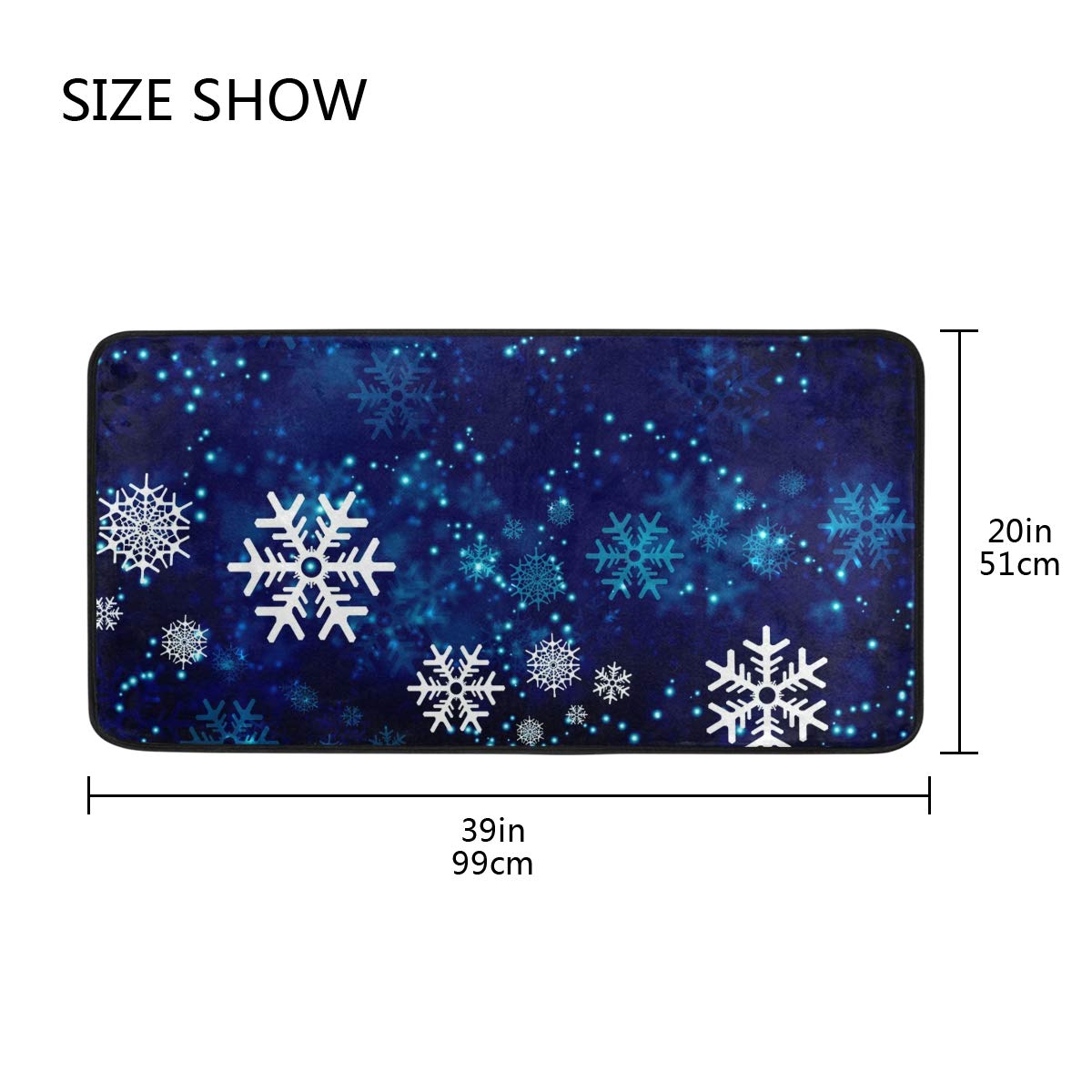 DOMIKING Non-Slip Christmas Kitchen Rug with Snowflake Design - 39x20 Inch Winter Floor Mat for Farmhouse Decor, Standing Comfort & Fall Protection - Perfect for Holiday Cooking, Baking & Festive Home Decor