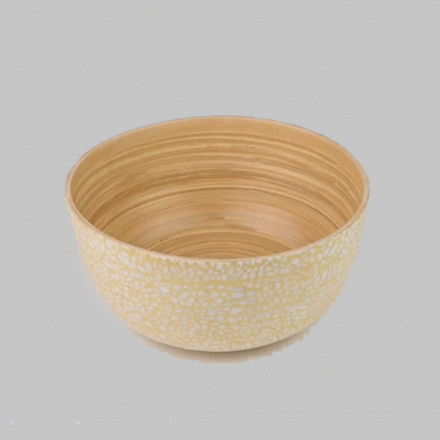 Premium 30 oz Round Beige Bamboo Salad Bowl - Eco-Friendly Spun Bamboo Large Serving Bowl for Salads, Pasta & Fruits - 11 x 11 x 5.5 Inches - Perfect for Parties, Picnics & Family Dinners - 1 Count Box
