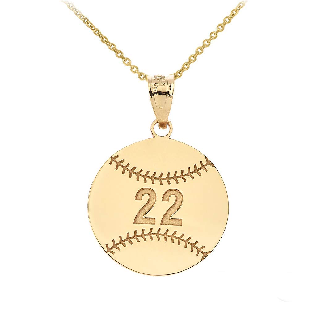 10k Yellow Gold Personalized Baseball & Softball Necklace - Custom Name & Number Engraved - Sports Jewelry Gift for Athletes, Players & Fans - Perfect for Games, Training & Special Occasions