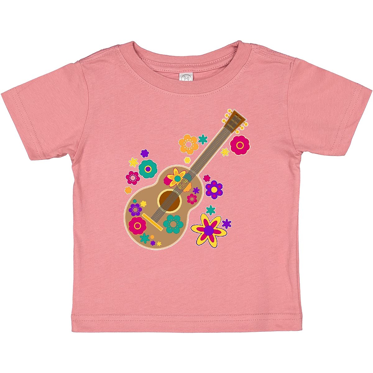 Inktastic Colorful Floral Acoustic Guitar Baby T-Shirt - Soft Cotton Cute Music-Themed Outfit for Infants & Toddlers - Perfect for Concerts, Photo Shoots & Casual Wear
