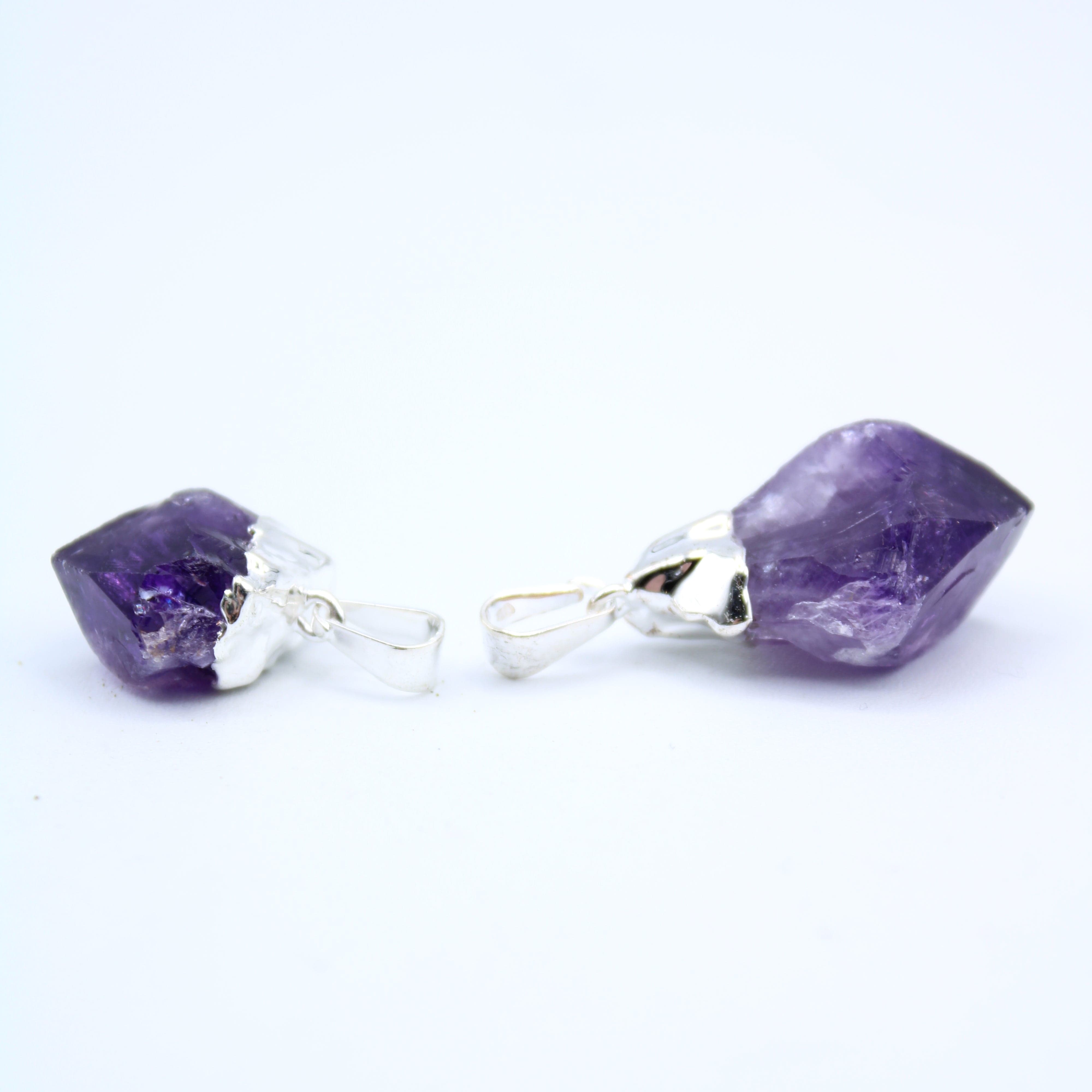 Natural Amethyst Crystal Point Pendant Necklace for Women - Healing Stone Jewelry for Meditation, Yoga & Spiritual Gifts