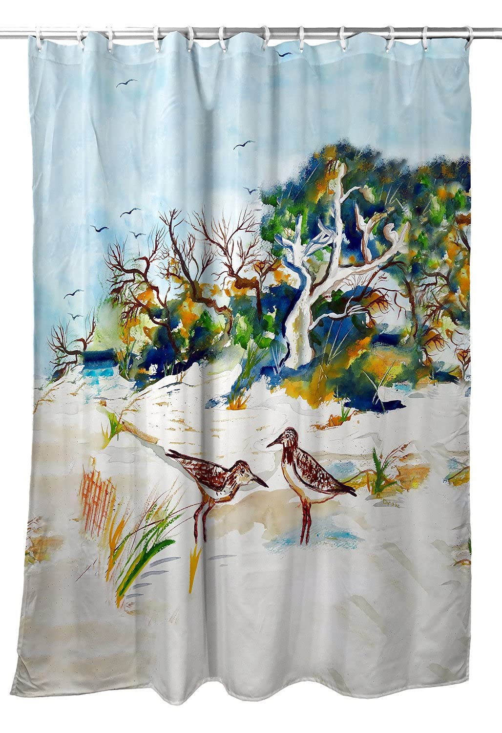 Betsy Drake Tree & Beach Shower Curtain - Waterproof Bathroom Decor with Nature Scenery for Coastal & Forest Theme Bathrooms - Perfect for Beach Houses, Vacation Homes & Nature-Inspired Interiors