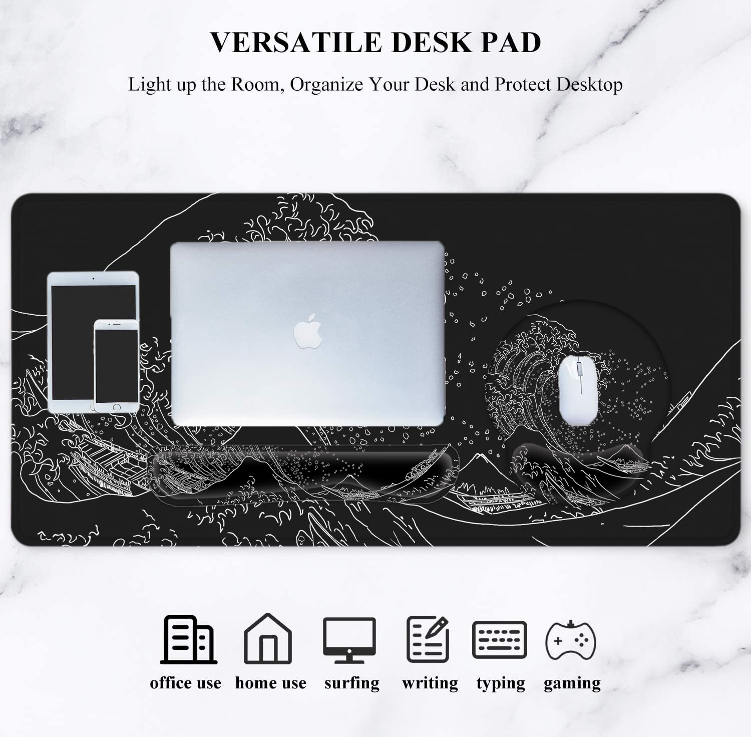Premium LATEEFAH Desk Mat - Extra Large Mouse Pad with Ergonomic Keyboard Wrist Rest | Non-Slip Computer Workstation Set for Home Office, Gaming & Professional Workspaces | Ideal for PC, Mac & Laptop Users