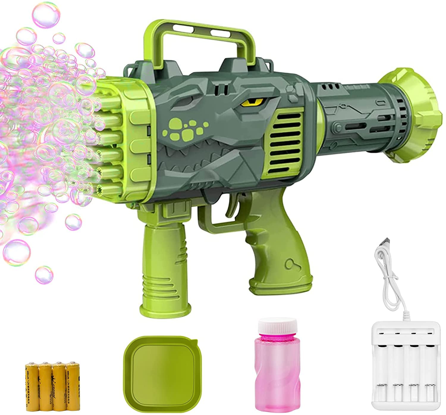 2023 Upgraded Bubble Blaster Gun for Kids & Adults - Outdoor Party Bubble Machine with Dinosaur Design, Summer Toy for Easter & Birthday Gifts - Fun for Beach, Park, Backyard & Pool Parties