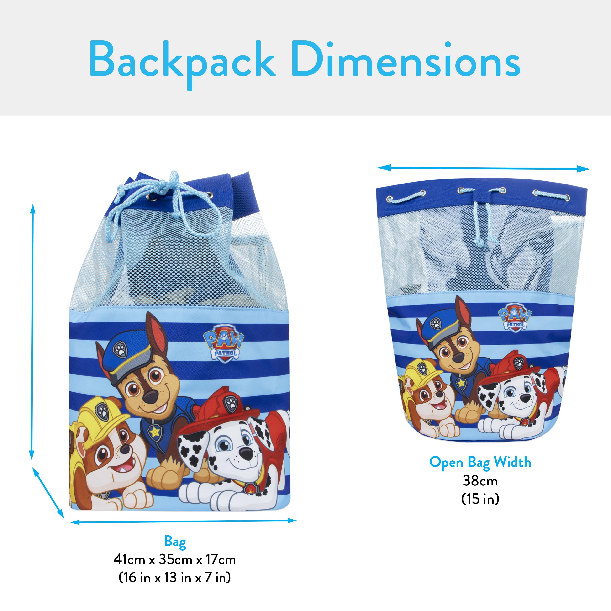 Paw Patrol Kids Swim Bag - Chase & Marshall Themed Waterproof Swimming Backpack for Boys - One Size Blue - Perfect for Pool, Beach & Swim Lessons