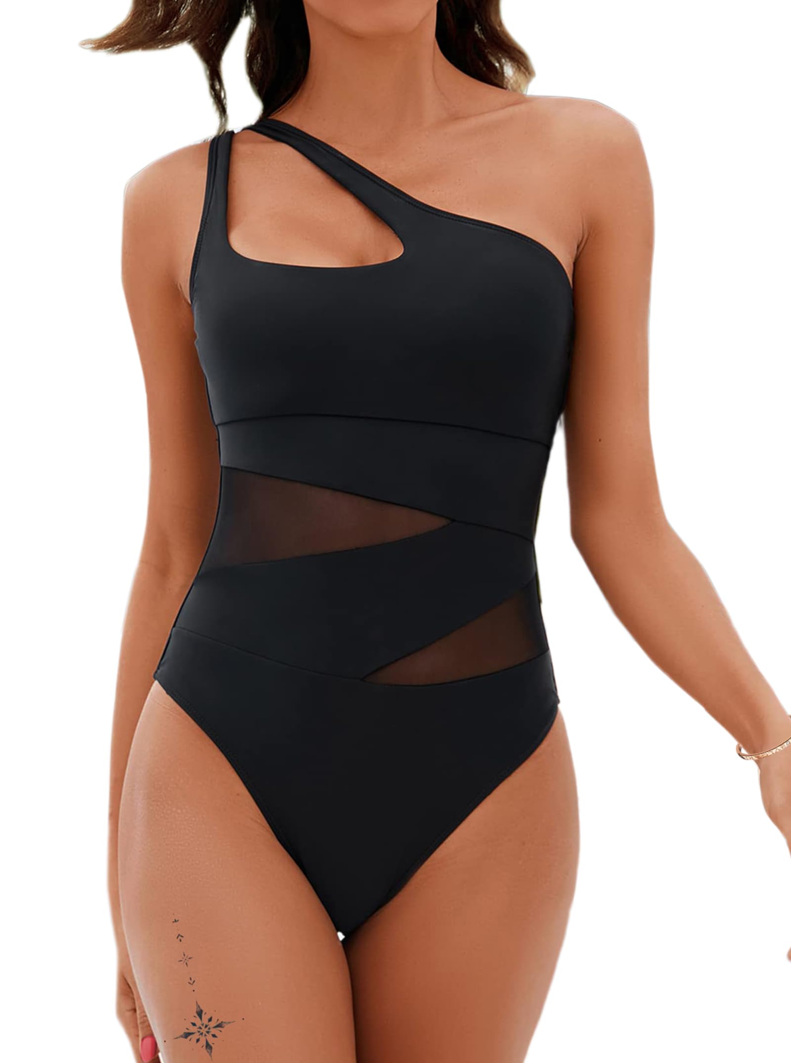 Hilinker Cutout Women's One Shoulder Swimsuit - Tummy Control One Piece Bathing Suit for Beach, Pool & Vacation | Sexy Summer Swimwear
