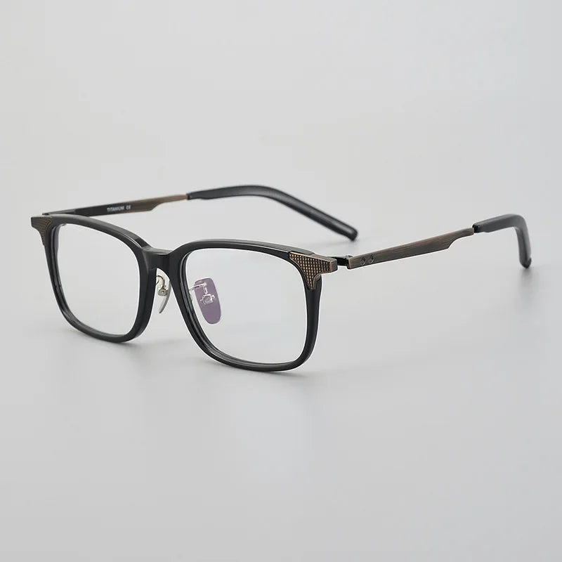 Aror Unisex Full Rim Square Acetate Titanium Eyeglasses - Lightweight & Durable Frame for Men & Women - Perfect for Reading, Work, and Everyday Use