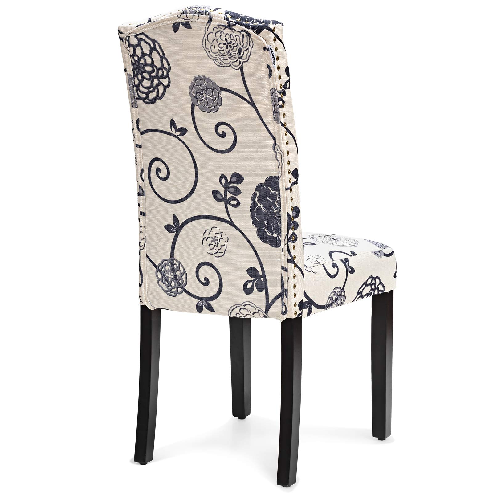 Giantex 4-Piece Tufted Fabric Dining Chair Set with Nailhead Trim, Padded Seat & Tall Backrest - Modern Upholstered Armless Parsons Chairs for Kitchen, Dining Room, Breakfast Nook & Home Decor