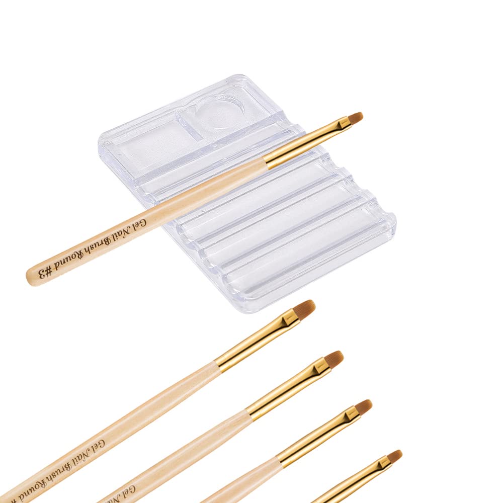 Professional Nail Art Brush Set - UV Gel Painting Brushes for Phototherapy with Pen Holder Plate - Perfect for Salon & Home Manicure - DIY Nail Design & Gel Polish Application