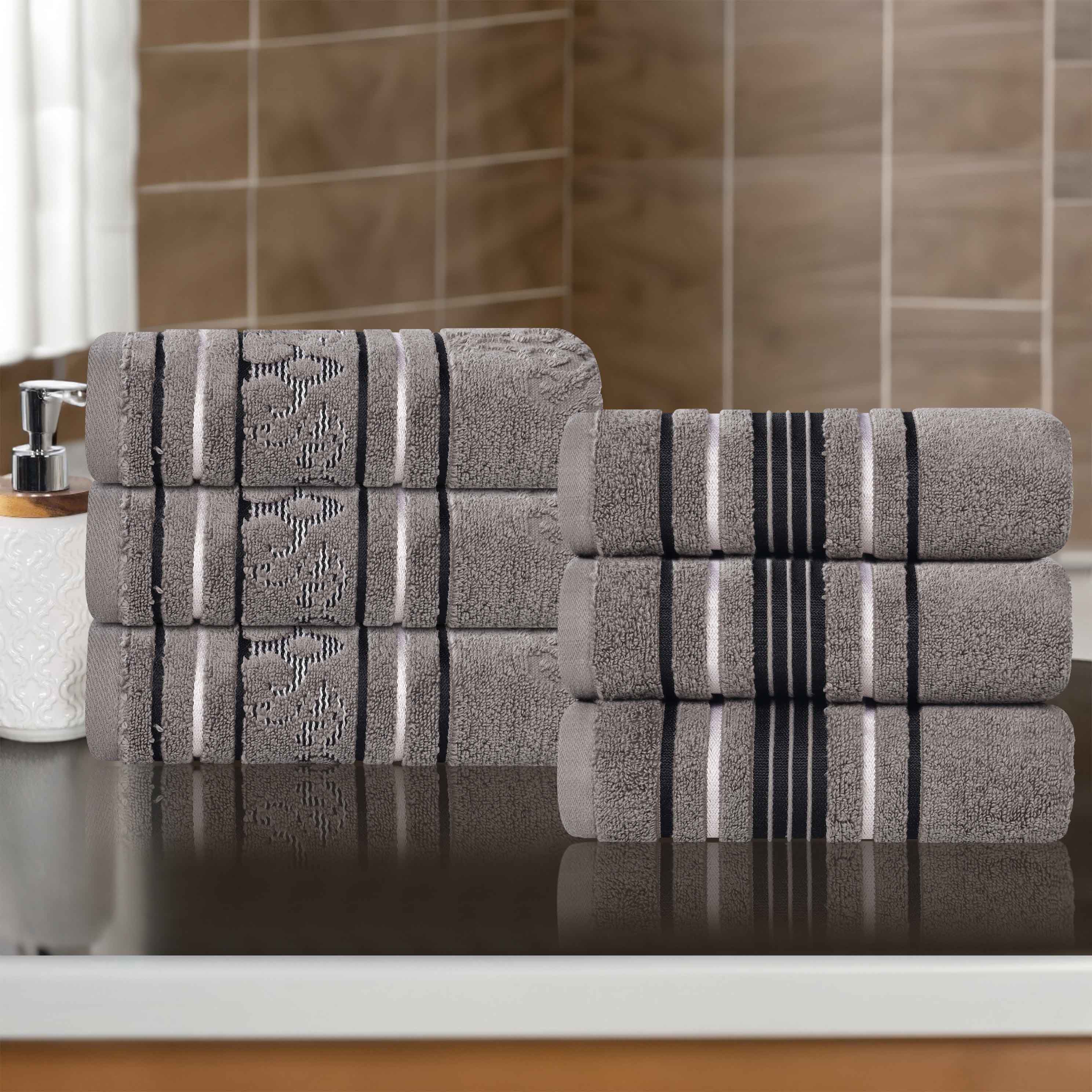 Premium 6-Pack Sadie Zero Twist Cotton Hand Towels - Solid & Jacquard Floral Designs | Soft, Absorbent Bath & Kitchen Towels for Home, Spa, and Guest Use