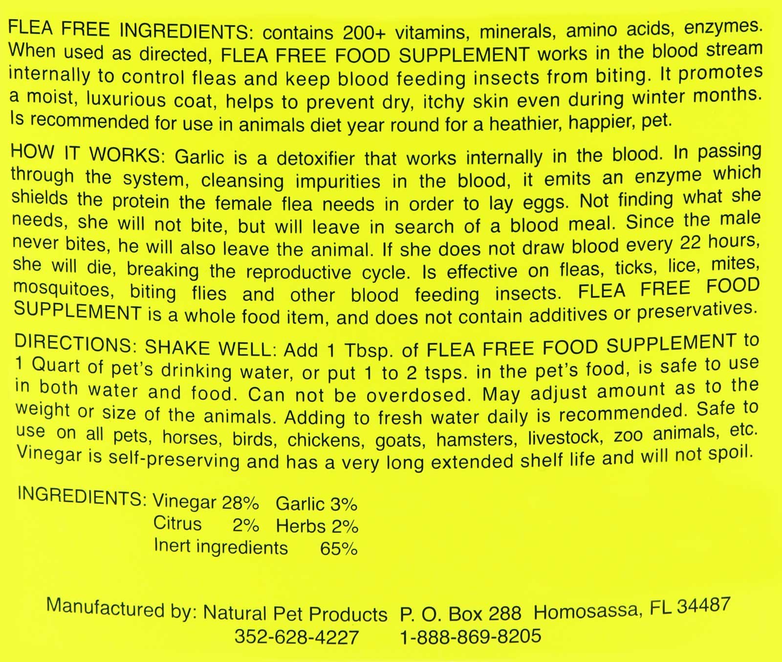 Flea-Free Pure Organic Pet Food Supplement - 128 Ounce | Natural & Safe for Dogs & Cats | Supports Healthy Skin & Coat - Ideal for Daily Feeding & Allergy Relief