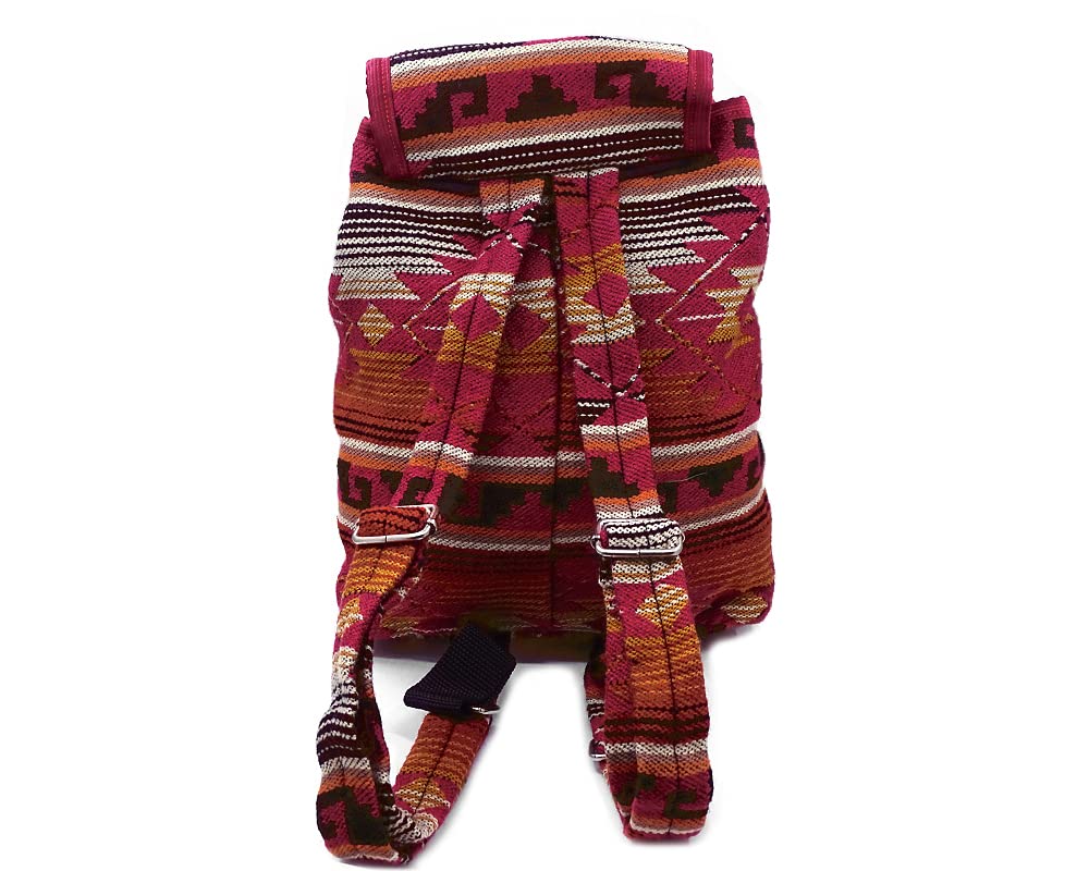 Boho Aztec Print Adjustable Backpack Purse - Handmade Travel Bag for Women