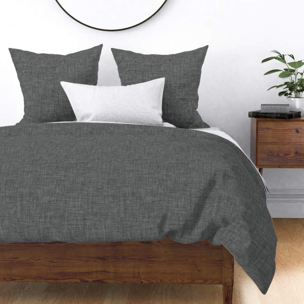 Custom Charcoal Gray Rustic Print Cotton Sateen Duvet Cover - Twin Size Bedding Set | Soft & Breathable for Cozy Bedroom Decor | Perfect for Guest Rooms, Dorms & Rustic Home Style