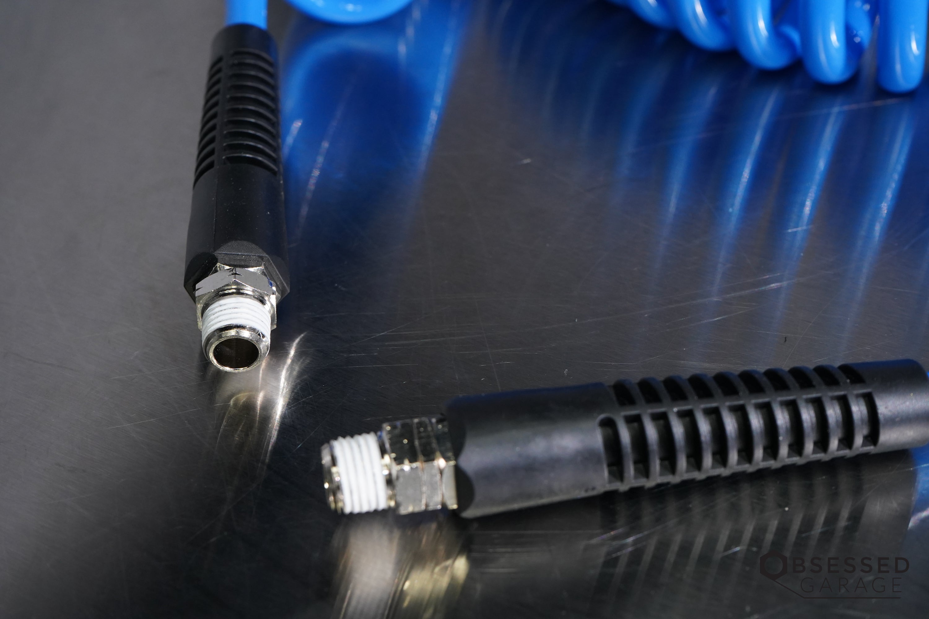 Prevost Spiral Hose with Fixed & Rotating 1/4
