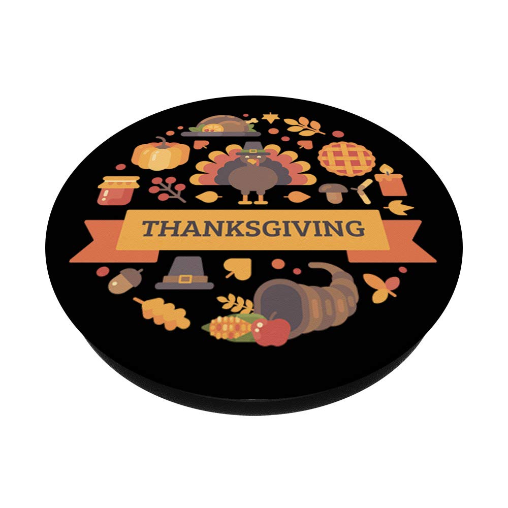 Thanksgiving PopSockets PopGrip - Swappable Phone & Tablet Grip with Turkey, Pumpkin, Fall Leaves & Acorn Design | Perfect Gift for Thanksgiving, Autumn Decor, Phone Accessories